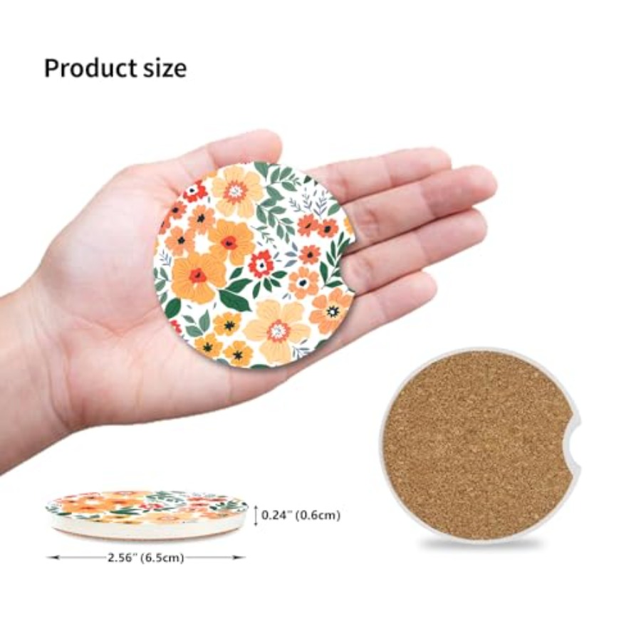 Flowers Absorbent Car Coasters - Car Accessories Cork reseña y precio