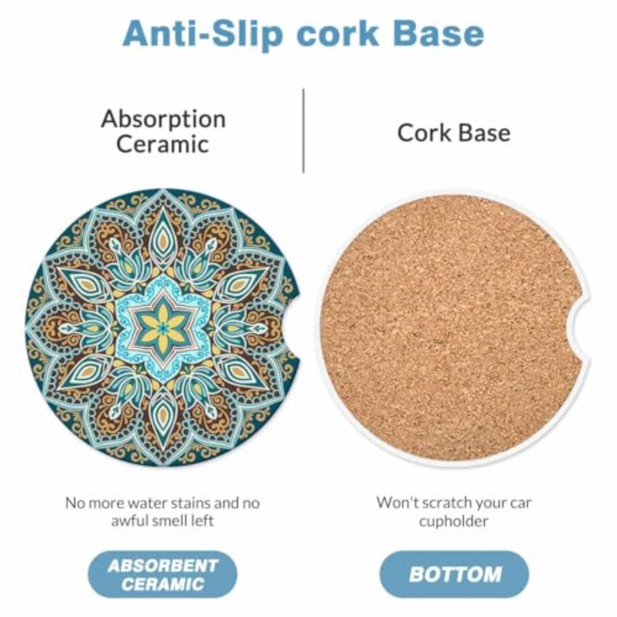 2 Pack Car Cup Holder Coaster  - Car Accessories Cork reseña y precio